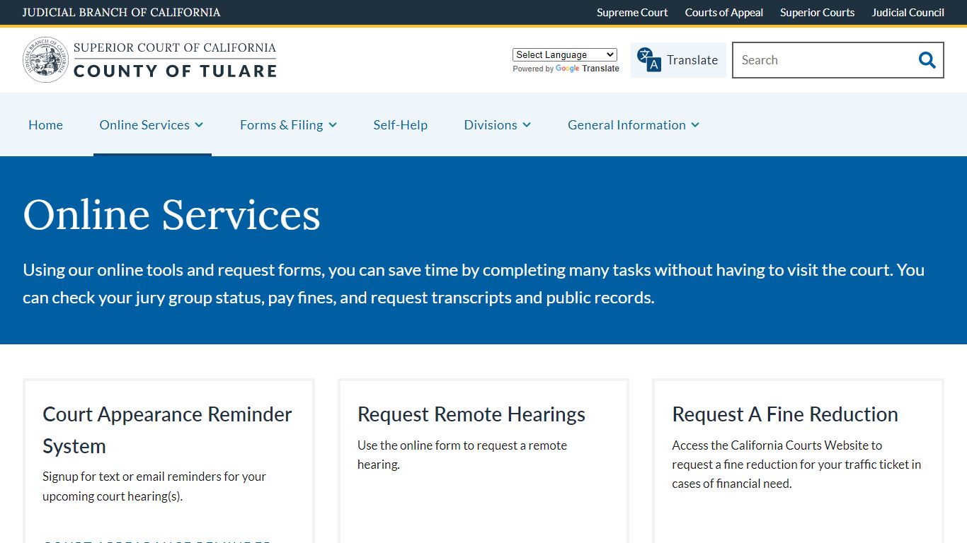 Online Services | Judicial Council of California | County ...